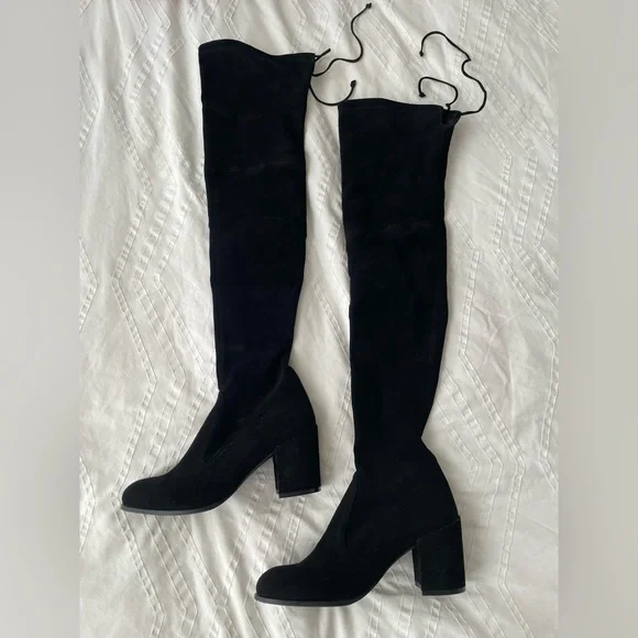 Stuart Weitzman Tieland Over The Knee OTK Boot - Black Suede - 8.5 US - Picture 5 of 16